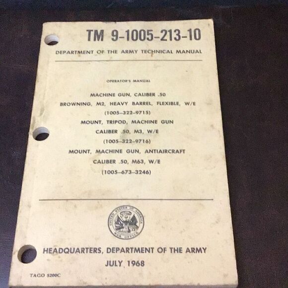 Vintage 1968 army owners manual for browning 50 caliber - Picture 1 of 4